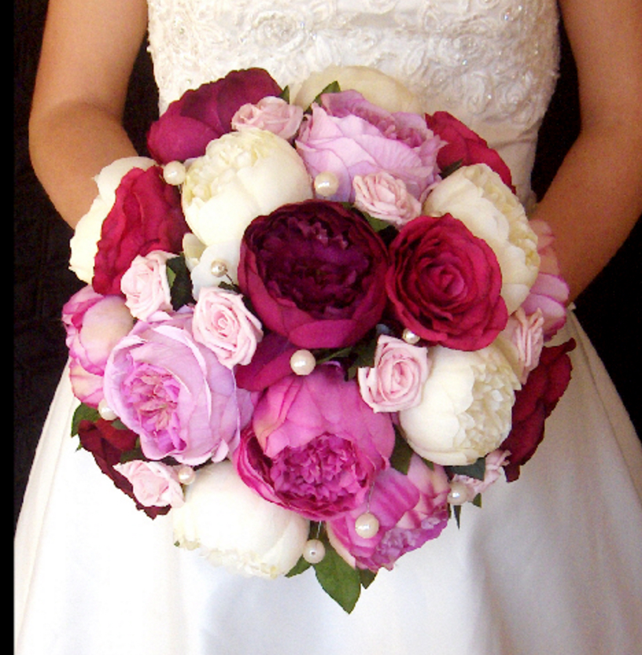 Peony and Rose Bridal Bouquet with Pearls
